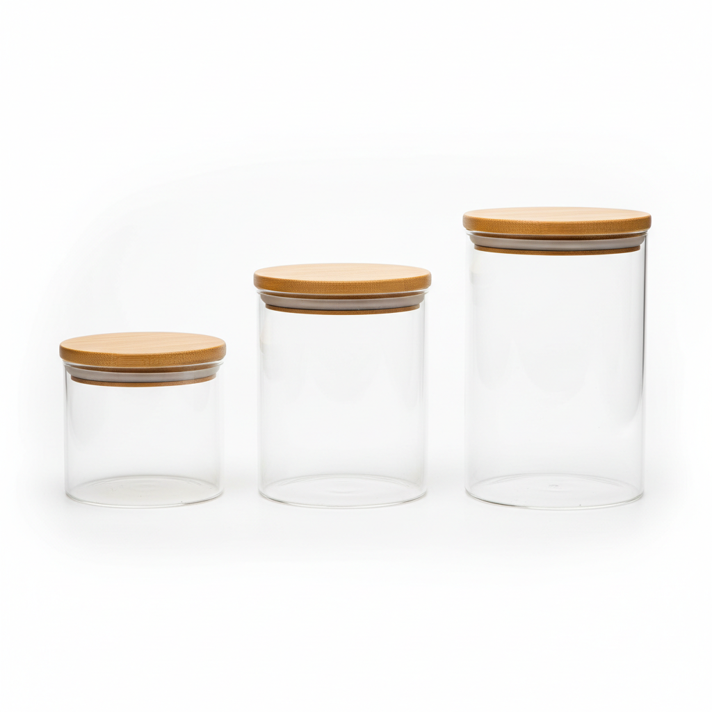 Set de 3 tarros de cristal